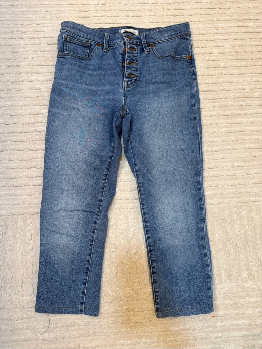 Madewell 9” Mid-Rise Skinny Crop Button Fly Jeans Dewey Wash Size 28